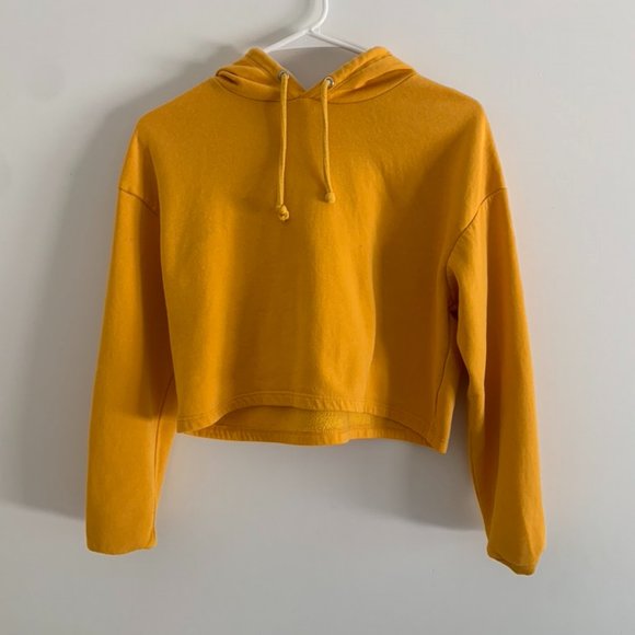 Mustard Yellow Cropped Hoodie SOLD - Picture 1 of 2